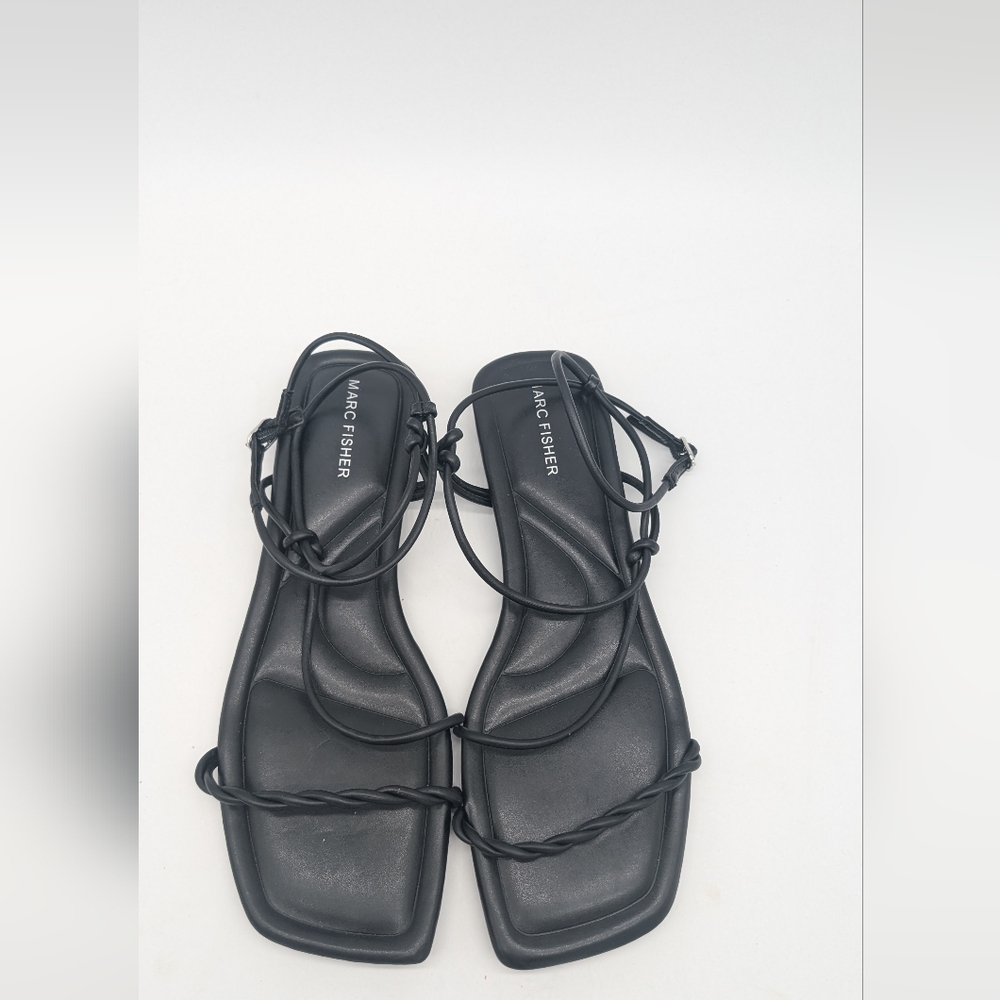 Marc Fisher Black Strappy Square Toe Lueth Sandals Size 9.5M - Picture 3 of 8